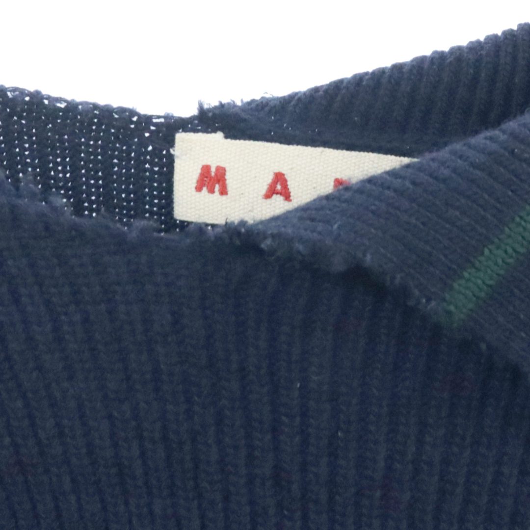 Marni(マルニ)のMARNI マルニ 22AW ロゴポケット カットオフデザイン ニット セーター ネイビー/グリーン GCMG0246Q2 メンズのトップス(ニット/セーター)の商品写真