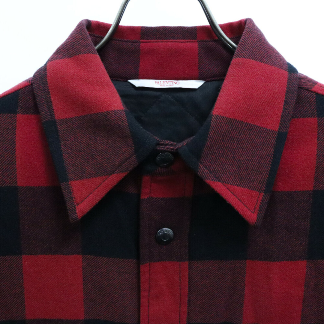 VALENTINO(ヴァレンティノ)のVALENTINO ヴァレンチノ CHECKED WOOL JACKET 1V3CIL708LD チェック ウールジャケット レッド メンズのジャケット/アウター(フライトジャケット)の商品写真