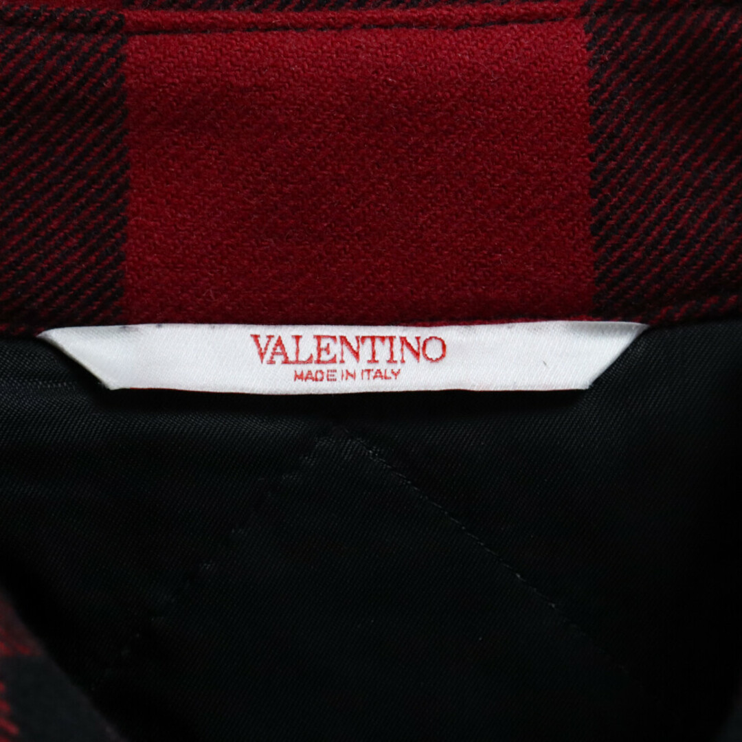 VALENTINO(ヴァレンティノ)のVALENTINO ヴァレンチノ CHECKED WOOL JACKET 1V3CIL708LD チェック ウールジャケット レッド メンズのジャケット/アウター(フライトジャケット)の商品写真