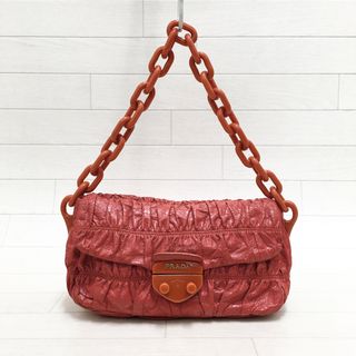 プラダ(PRADA)の☆良品・白タグ付☆PRADA ギャザー プラチェーン レア ショルダーバッグ(ショルダーバッグ)