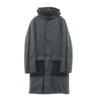 バーバリーブラックレーベル(BURBERRY BLACK LABEL)のBURBERRY BLACK LABEL バーバリー ブラックレーベル ニット切替 裏地チェックフード付き ナイロンコート ブラック BMP00-999(フライトジャケット)