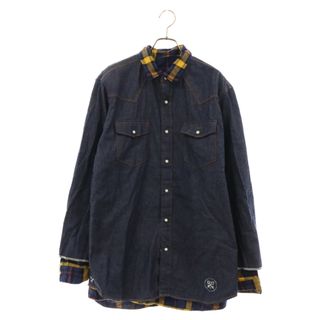 UNIFORM EXPERIMENT ユニフォームエクスペリメント 18AW REVERSIBLE DENIM WESTERN SHIRT リバーシブル デニムウエスタン チェック ロングスリーブ シャツ イエロー/インディゴ UE189028