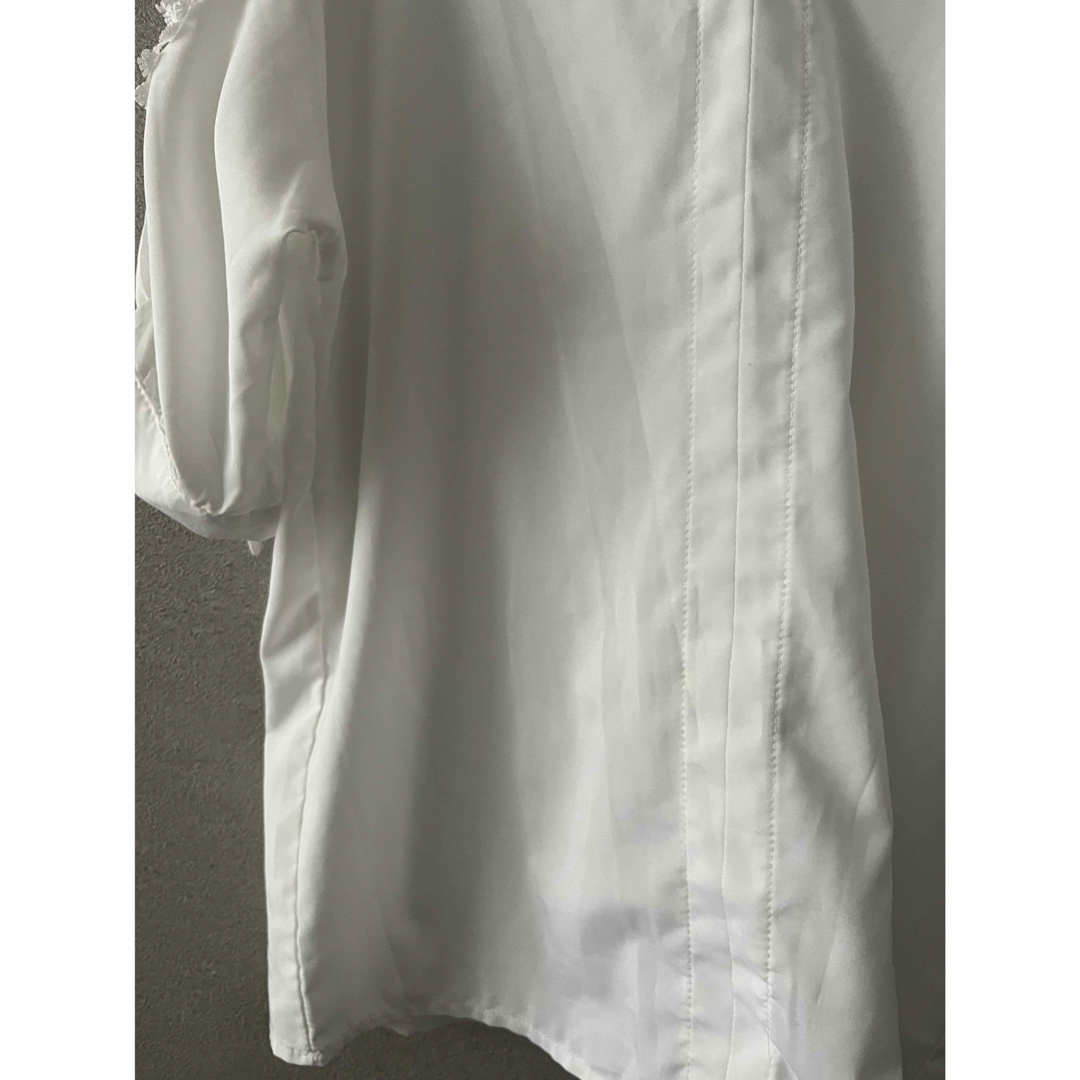白レース　トップス　Lサイズ大きめ メンズのトップス(Tシャツ/カットソー(半袖/袖なし))の商品写真