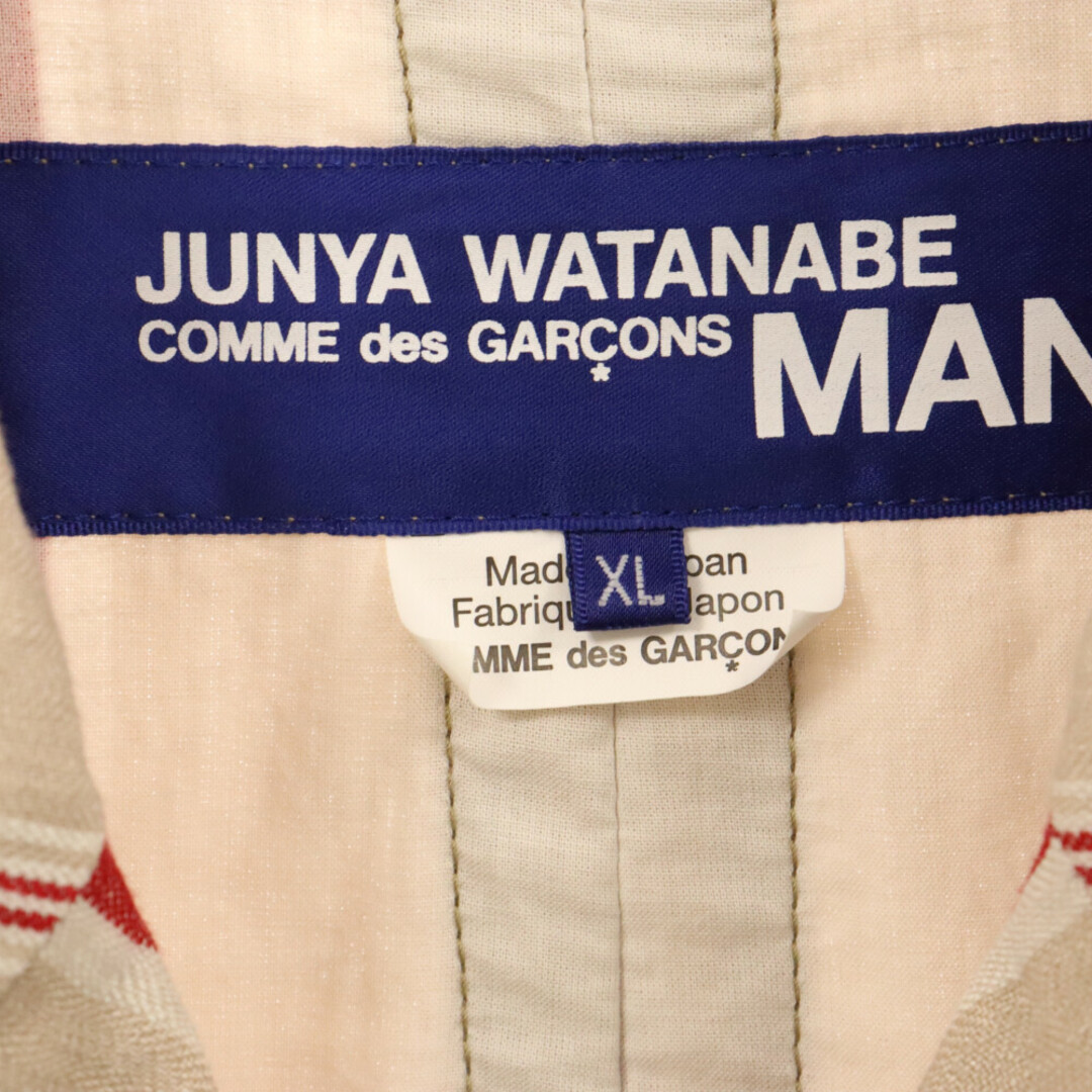 JUNYA WATANABE COMME des GARCONS(ジュンヤワタナベコムデギャルソン)のJUNYA WATANABE COMME des GARCONS ジュンヤワタナベ コムデギャルソン 20SS ピークドラペル ドッキング テーラード カバーオールジャケット ベージュ/レッド WE-J001 メンズのジャケット/アウター(テーラードジャケット)の商品写真