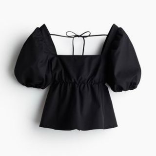 エイチアンドエム(H&M)のH&M リボンディテール パフスリーブブラウス(シャツ/ブラウス(半袖/袖なし))