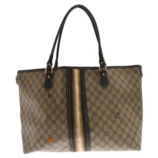 Gucci - GUCCI グッチ GGスプリーム PVC レザー ハンド トート センターライン バッグ ベージュ 203692 002053