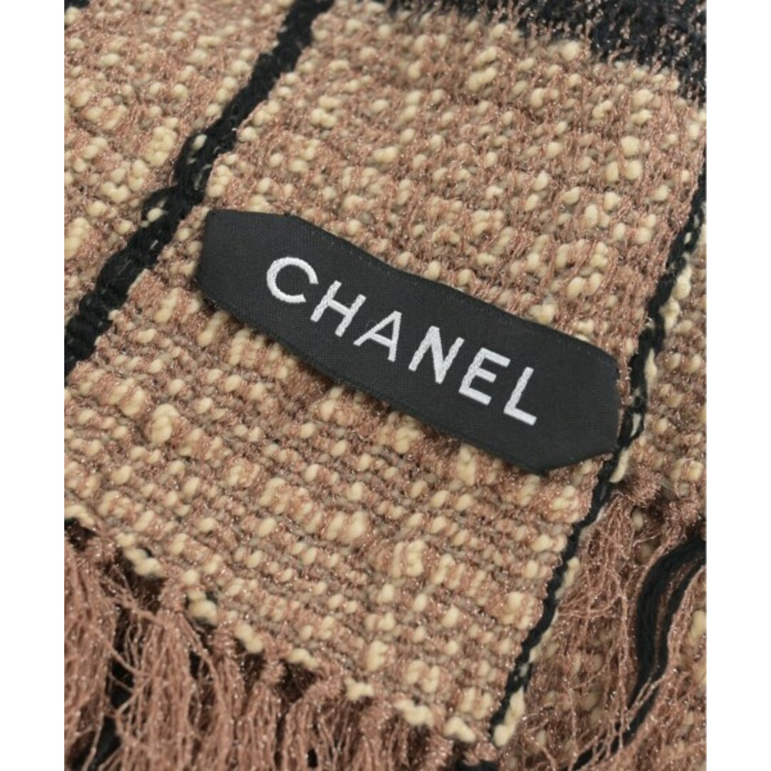 CHANEL(シャネル)のCHANEL シャネル マフラー 1 ベージュx黒 【古着】【中古】 レディースのファッション小物(マフラー/ショール)の商品写真