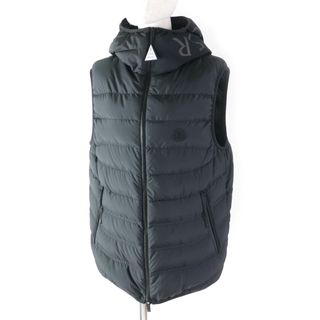 モンクレール(MONCLER)の未使用品★MONCLER モンクレール 23年製 NUBIERA ヌビエラ フード・ラバーロゴワッペン付 ロゴデザイン ZIP UP ダウンベスト ブラック 1 ガーメント付き 国内正規品 レディース(ダウンベスト)