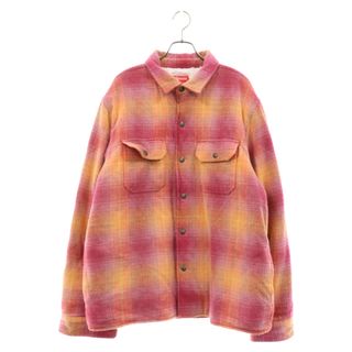 Supreme - SUPREME シュプリーム 22AW Shearling Lined Flannel Shirt 裏地ボア フランネル ロングスリーブ 長袖チェックシャツ ジャケット オレンジ/レッド