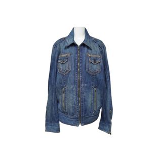 極美品 DIESEL ディーゼル USED加工 ジップアップ デニム ジャケット ブルー インディゴ アウター 00E8M200020 サイズL 中古 62631