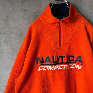 NAUTICA - 【usa製、ビッグ刺繍ロゴ、ハーフジップ】NAUTICAフリースジャケット古着