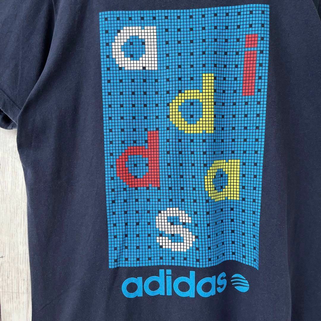adidas(アディダス)のメンズ古着　ADIDASアディダス　ビッグプリントTシャツLネイビーユニセックス メンズのトップス(Tシャツ/カットソー(半袖/袖なし))の商品写真