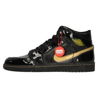 ナイキ(NIKE)のNIKE ナイキ Air Jordan 1 Retro Mid Black Metalic Gold 2003 エアジョーダン ハイカットスニーカー パテント ブラック/ゴールド US8.5/26.5cm 136085-070(スニーカー)