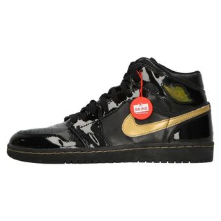 ナイキ(NIKE)のNIKE ナイキ Air Jordan 1 Retro Mid Black Metalic Gold 2003 エアジョーダン ハイカットスニーカー パテント ブラック/ゴールド US8.5/26.5cm 136085-070(スニーカー)