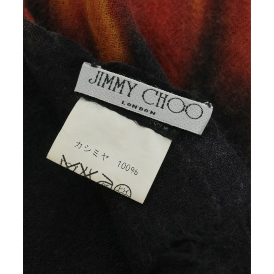 JIMMY CHOO(ジミーチュウ)のJIMMY CHOO ジミーチュー ストール - ベージュx赤x黒等(総柄) 【古着】【中古】 メンズのファッション小物(ストール)の商品写真