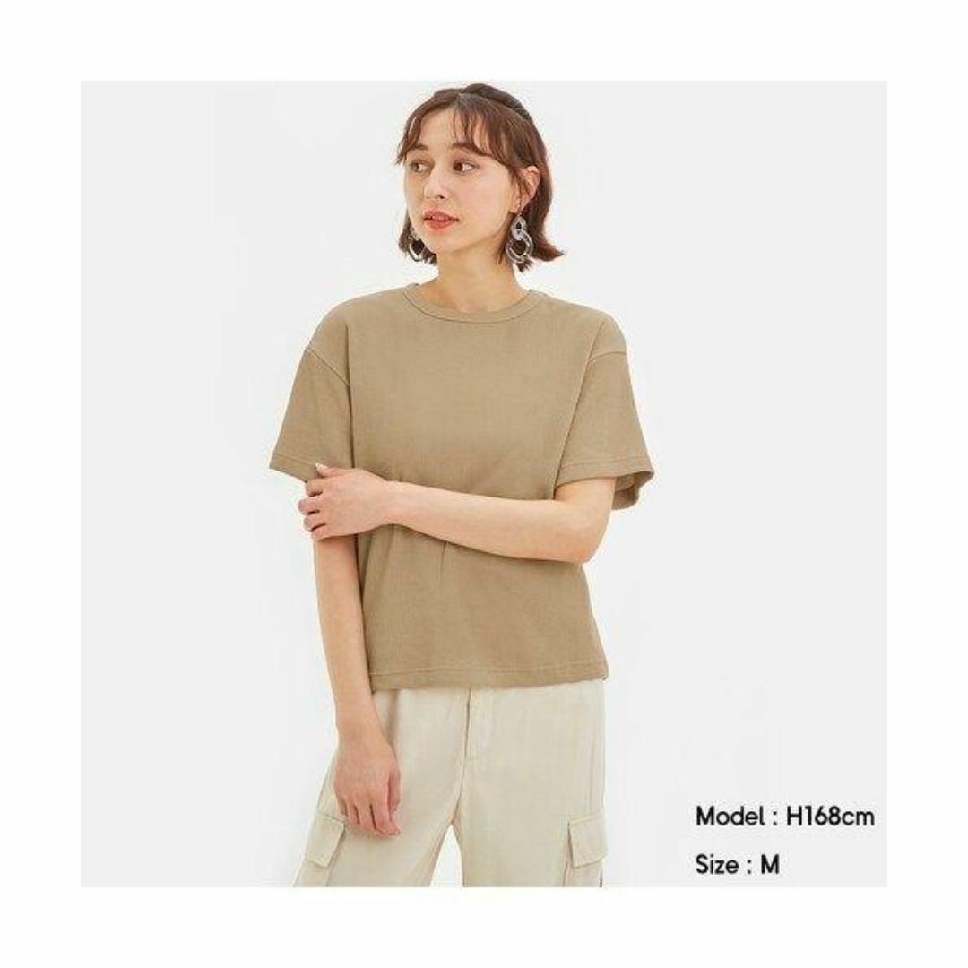 GU(ジーユー)のジーユー　ワッフルT　半袖　tシャツ　カットソー　半袖tシャツ　レディース　夏服 レディースのトップス(Tシャツ(半袖/袖なし))の商品写真