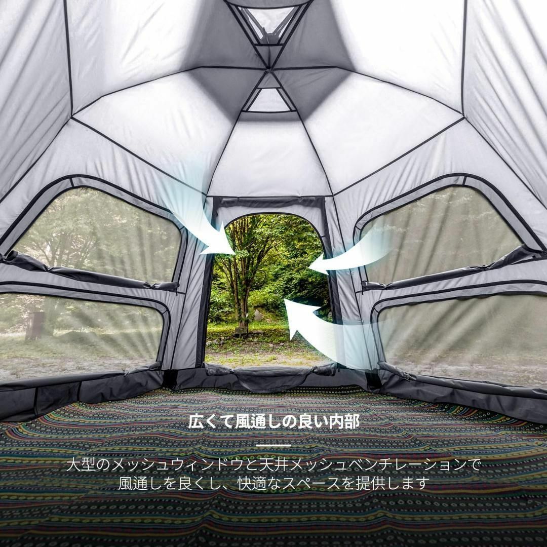 キャンプテント ドームテント 5-6人用 簡単設営 ワンタッチテント 大型テント レディースのジャケット/アウター(ノーカラージャケット)の商品写真