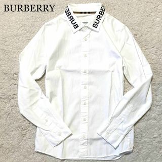 【未使用級】BURBERRY ブラウス ホワイト 白 襟 ロゴ 12Y 150(ブラウス)