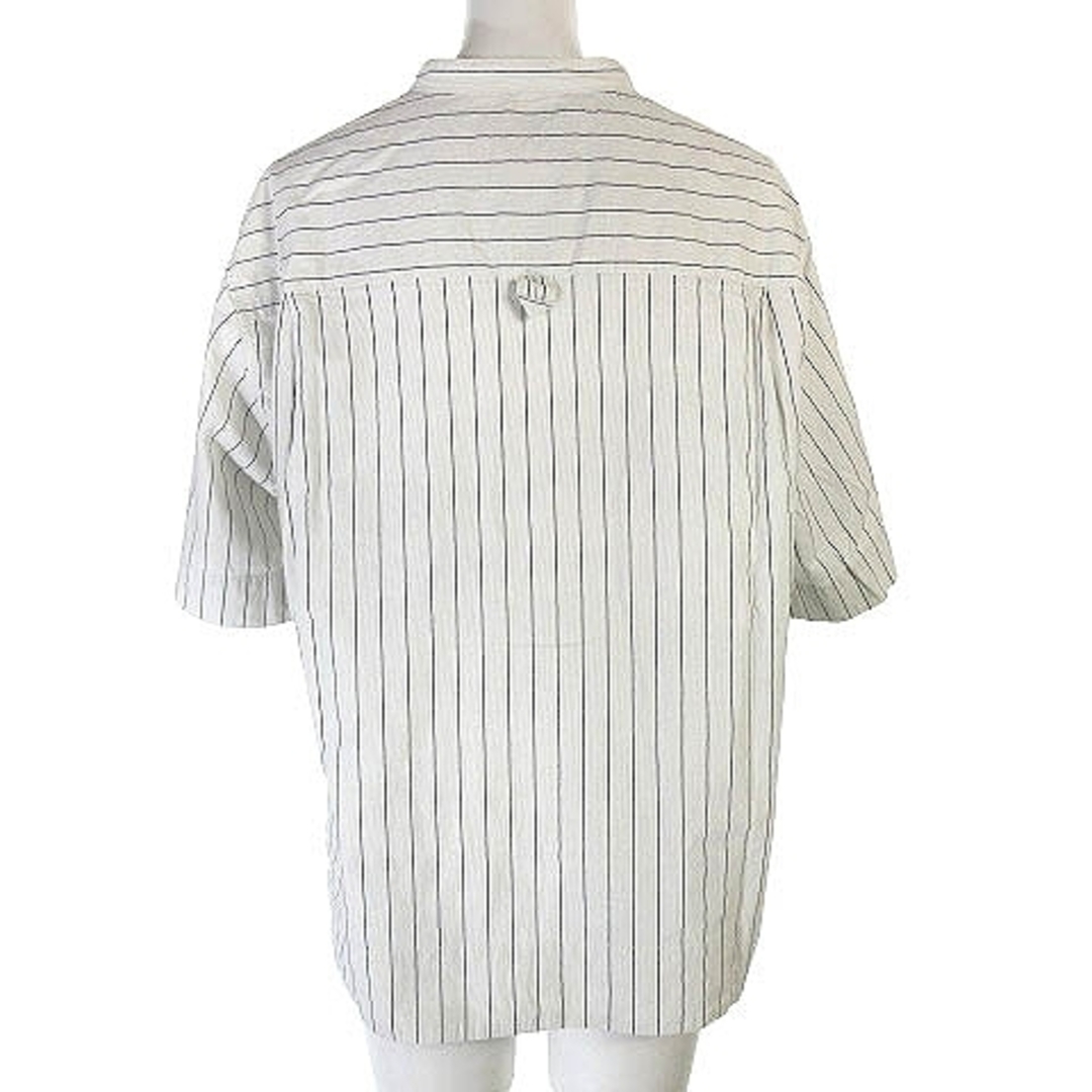 マーガレットハウエル 23SS シャツ ストライプ 半袖 リネン混 白系 1 レディースのトップス(シャツ/ブラウス(半袖/袖なし))の商品写真