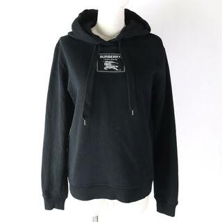 バーバリー(BURBERRY)の良品△BURBERRY バーバリー 2023年製 8063475 PRORSUM LABEL HOODIE ロゴ入り フーデッド スウェット パーカー ブラック M 正規品 レディース(パーカー)