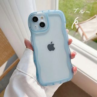 iPhoneケース うねうね ブルー かわいい おしゃれ クリア 13(iPhoneケース)