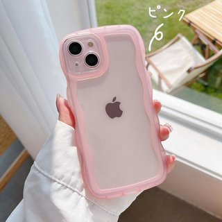 iPhoneケース うねうね ピンク かわいい おしゃれ クリア 14(iPhoneケース)