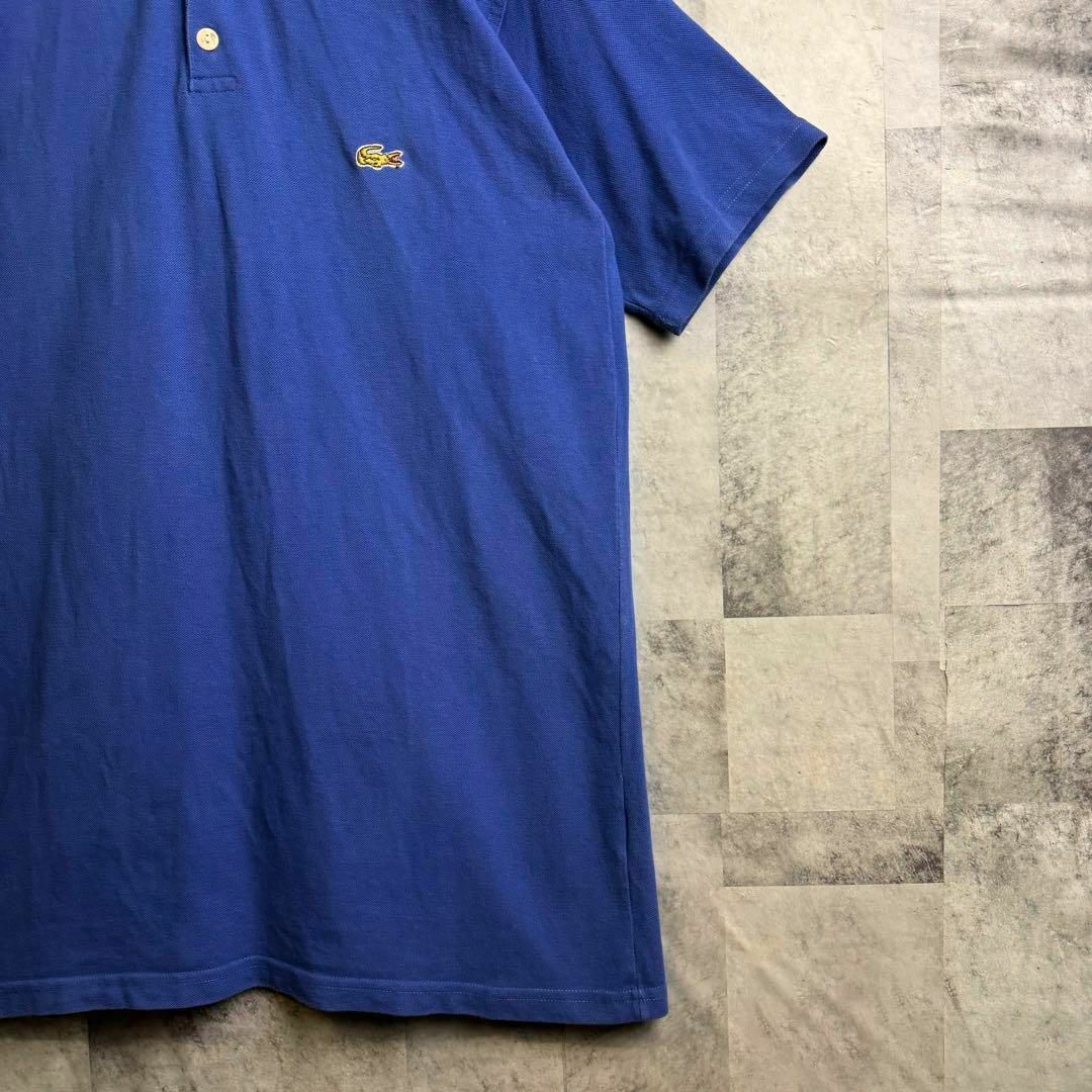 LACOSTE(ラコステ)の希少 70s ビッグサイズ フレンチラコステ ポロシャツ 刺繍ロゴ ブルー2XL メンズのトップス(ポロシャツ)の商品写真