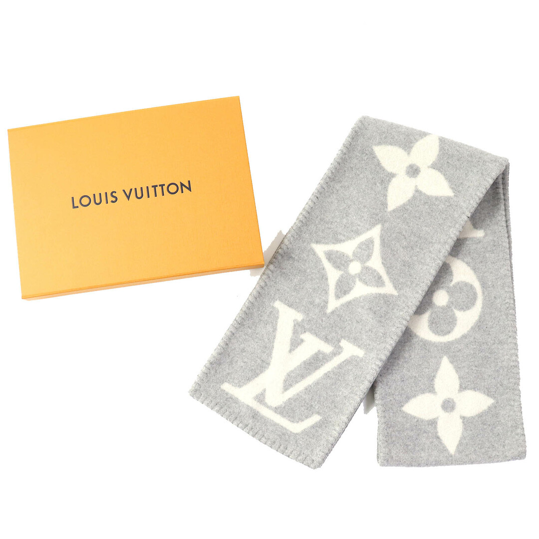 LOUIS VUITTON(ルイヴィトン)の極美品△LOUIS VUITTON ルイヴィトン 2021年製 M77380 エシャルプ・スィートドリーム カシミヤ100％ ロング マフラー ライトグレー 箱付き 英国製 正規品 レディース レディースのファッション小物(マフラー/ショール)の商品写真