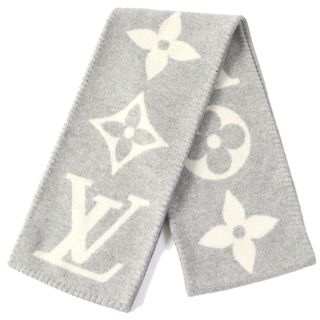 ルイヴィトン(LOUIS VUITTON)の極美品△LOUIS VUITTON ルイヴィトン 2021年製 M77380 エシャルプ・スィートドリーム カシミヤ100％ ロング マフラー ライトグレー 箱付き 英国製 正規品 レディース(マフラー/ショール)