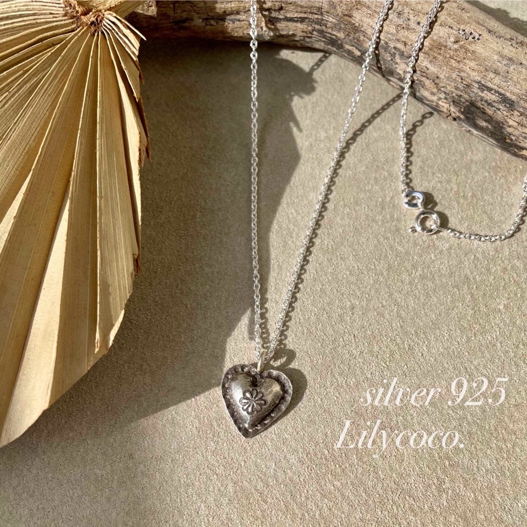 860.silver925/ハートカレンシルバーネックレス/44.5cm ハンドメイドのアクセサリー(ネックレス)の商品写真