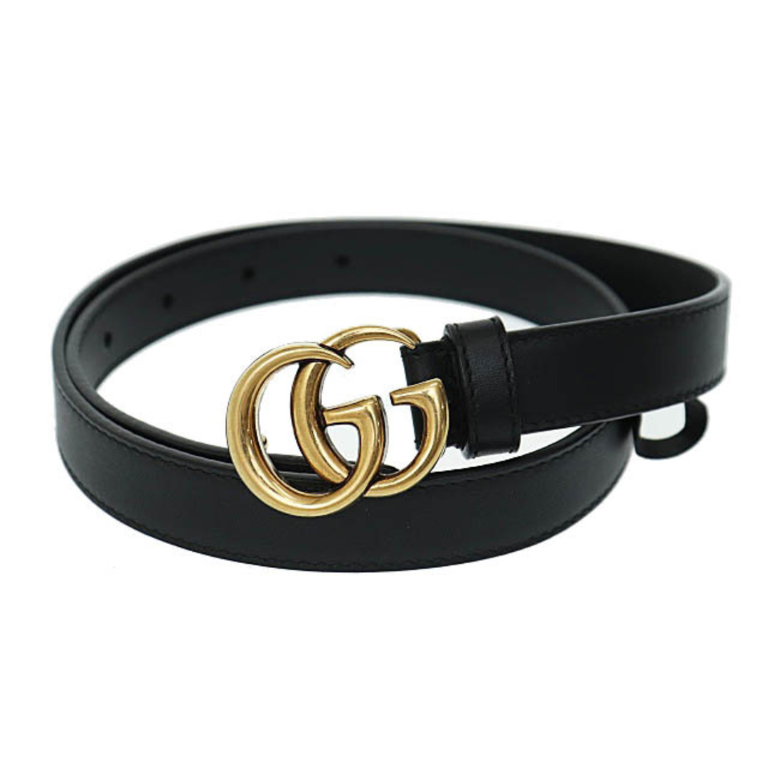 Gucci(グッチ)のグッチ GUCCI ダブル G バックル レザー ベルト 409417 黒 レディースのファッション小物(ベルト)の商品写真
