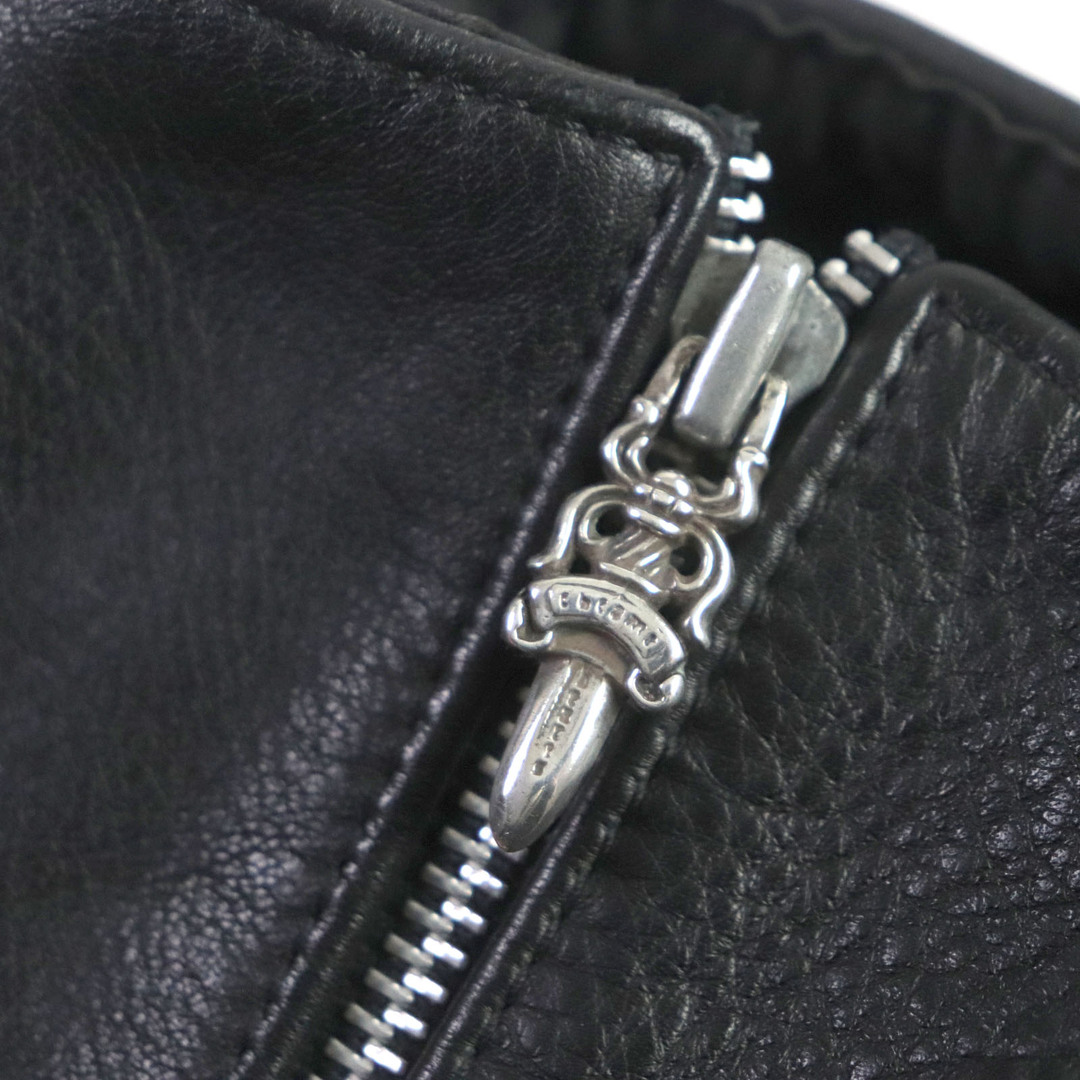 Chrome Hearts(クロムハーツ)の良品▼CHROME HEARTS クロムハーツ レザー 4ポケット クロスパッチ ダガーZIP インナーダガーナイロン トートバッグ ブラック シルバー金具 メンズ メンズのバッグ(トートバッグ)の商品写真