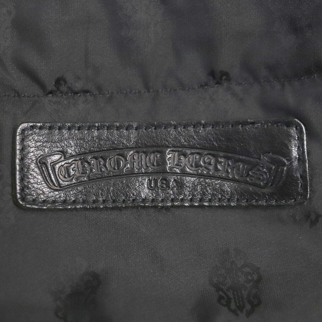 Chrome Hearts(クロムハーツ)の良品▼CHROME HEARTS クロムハーツ レザー 4ポケット クロスパッチ ダガーZIP インナーダガーナイロン トートバッグ ブラック シルバー金具 メンズ メンズのバッグ(トートバッグ)の商品写真