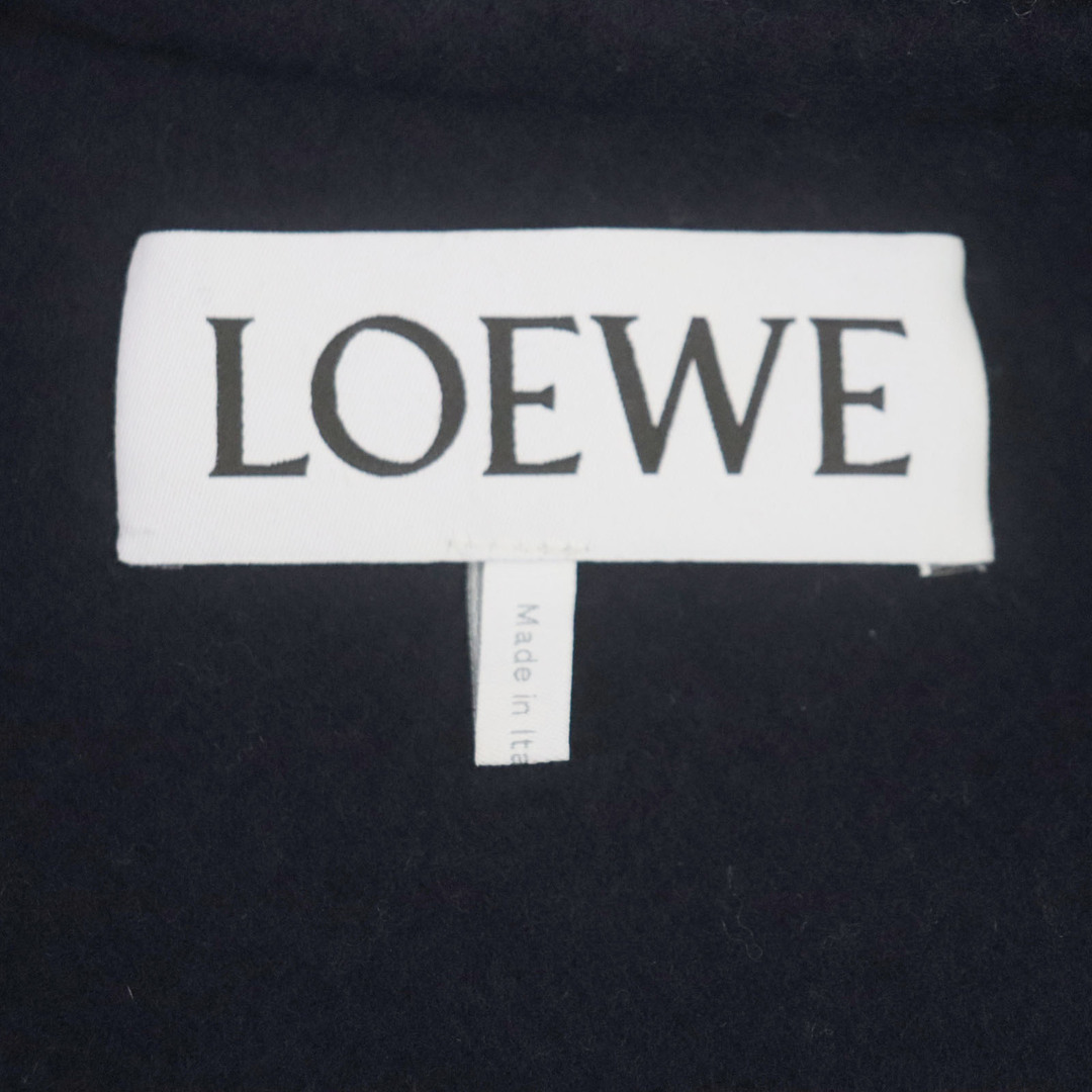 LOEWE(ロエベ)の極美品▼LOEWE ロエベ H526330XAL カシミヤ・シルク混 アナグラムレザーパッチ ストライプ ワークウエア ジャケット ネイビー グレー 44 ハンガー付き イタリア製 正規品 メンズ メンズのジャケット/アウター(その他)の商品写真