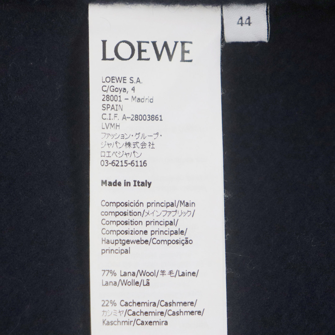 LOEWE(ロエベ)の極美品▼LOEWE ロエベ H526330XAL カシミヤ・シルク混 アナグラムレザーパッチ ストライプ ワークウエア ジャケット ネイビー グレー 44 ハンガー付き イタリア製 正規品 メンズ メンズのジャケット/アウター(その他)の商品写真