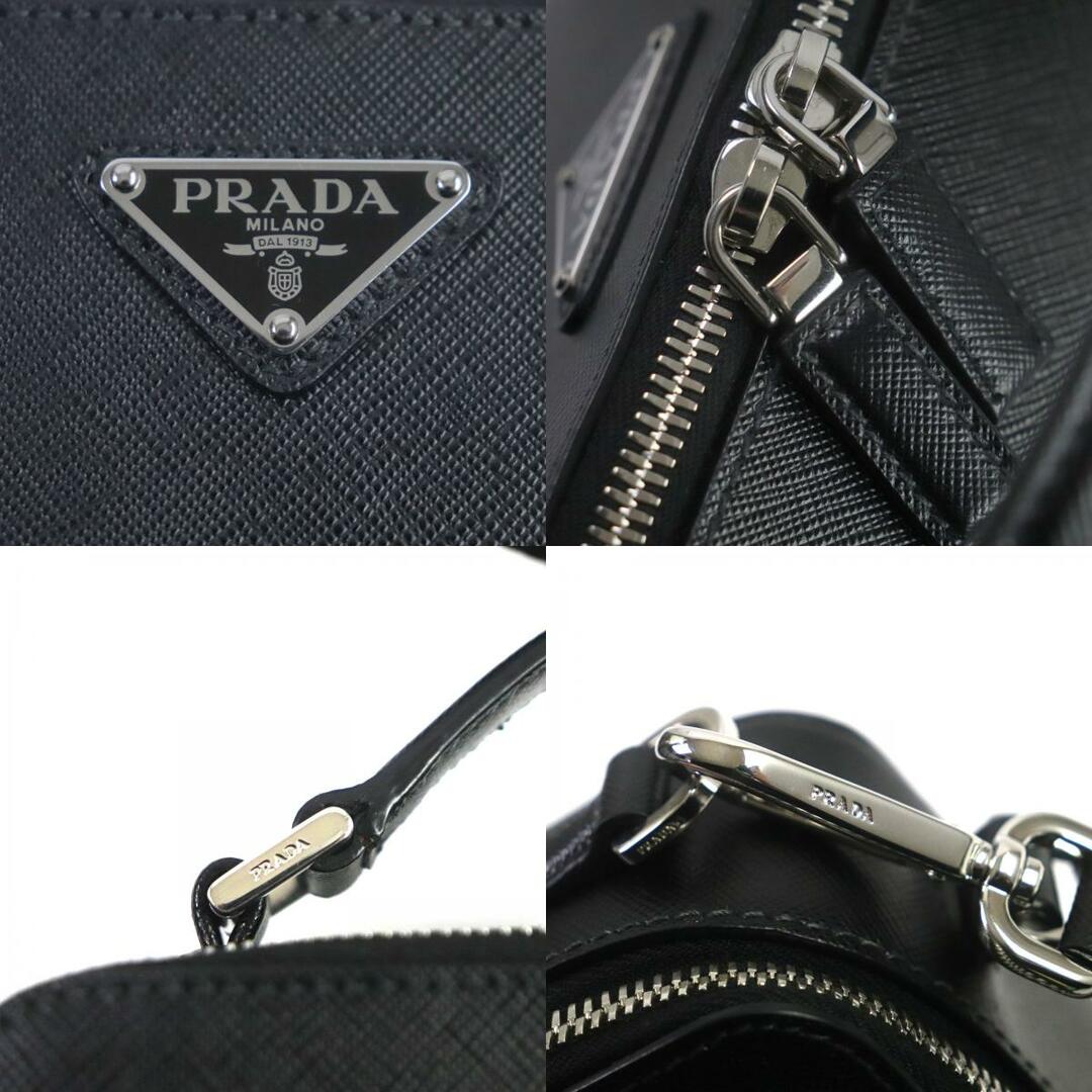 PRADA(プラダ)の美品▼PRADA プラダ 2VH069 ブリック トライアングルロゴ サフィアーノレザー 2WAY ショルダーバッグ ブラック シルバー金具 イタリア製 メンズ メンズのバッグ(ショルダーバッグ)の商品写真