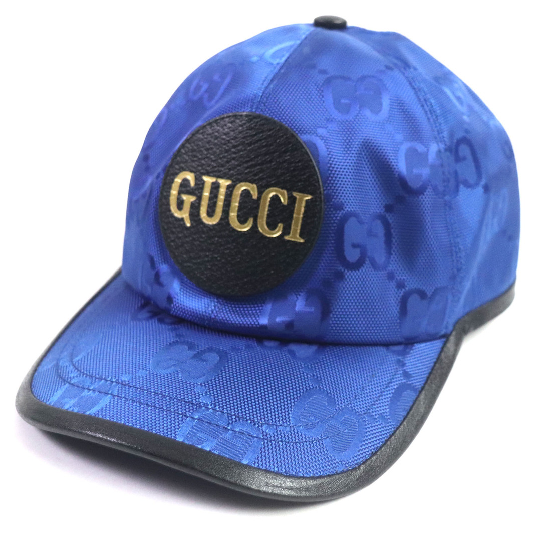 Gucci(グッチ)の未使用品▼GUCCI グッチ 2023年製 627114 OFF THE GRID GGロゴ レザー使い 帽子 キャップ ブルー ブラック M 保存袋付き イタリア製 正規品 メンズ メンズの帽子(キャップ)の商品写真
