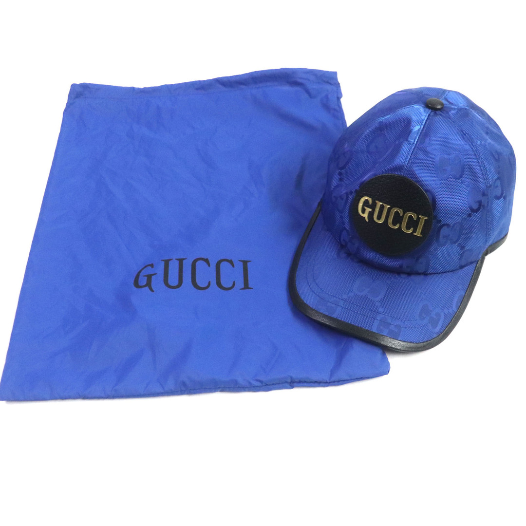 Gucci(グッチ)の未使用品▼GUCCI グッチ 2023年製 627114 OFF THE GRID GGロゴ レザー使い 帽子 キャップ ブルー ブラック M 保存袋付き イタリア製 正規品 メンズ メンズの帽子(キャップ)の商品写真