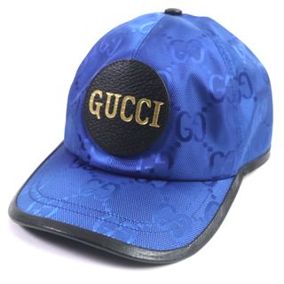 未使用品▼GUCCI グッチ 2023年製 627114 OFF THE GRID GGロゴ レザー使い 帽子 キャップ ブルー ブラック M 保存袋付き イタリア製 正規品 メンズ