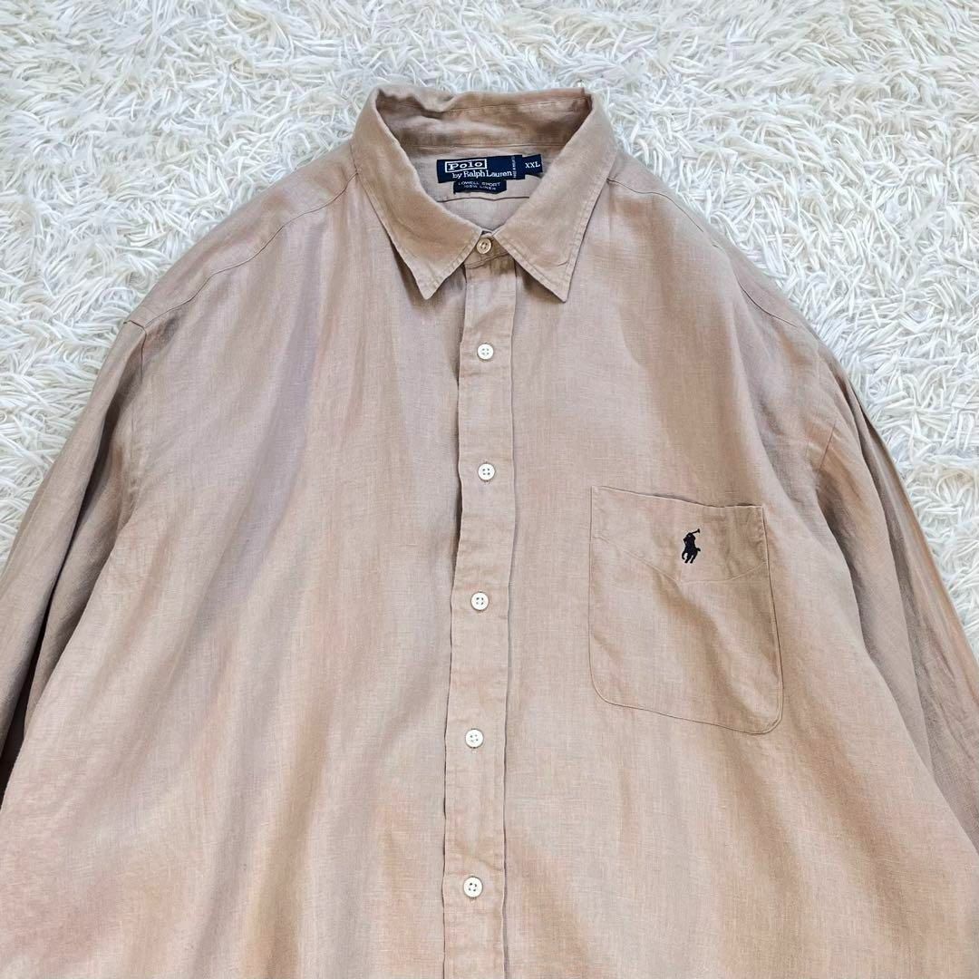【美品】ポロバイラルフローレン　リネン100長袖シャツ　LOWELL SPORT メンズのトップス(Tシャツ/カットソー(七分/長袖))の商品写真