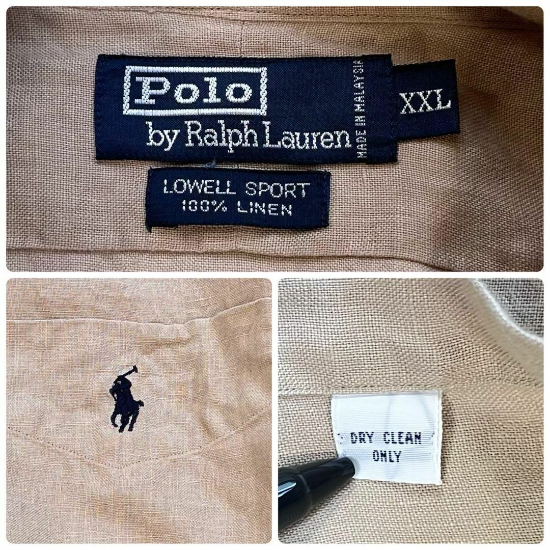 【美品】ポロバイラルフローレン　リネン100長袖シャツ　LOWELL SPORT メンズのトップス(Tシャツ/カットソー(七分/長袖))の商品写真