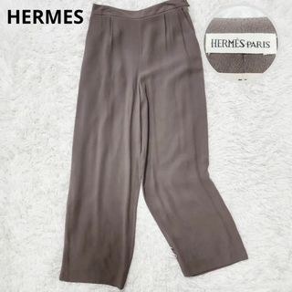 エルメス(Hermes)の【美品 マルジェラ期】エルメス ワイドパンツ M シルク100 伸縮性 グレー(カジュアルパンツ)