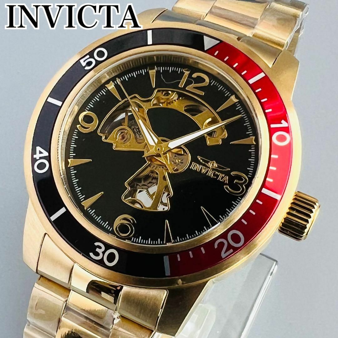 INVICTA(インビクタ)のインビクタ 腕時計 自動巻き ブラック メンズ ケース 新品 スケルトン レッド メンズの時計(腕時計(アナログ))の商品写真