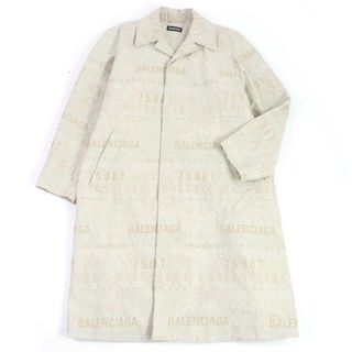 Balenciaga - 極美品□BALENCIAGA バレンシアガ 571521 コットン ロゴエンブロイダリー フライフロント チェスターコート ベージュ 46 フランス製 正規品 メンズ