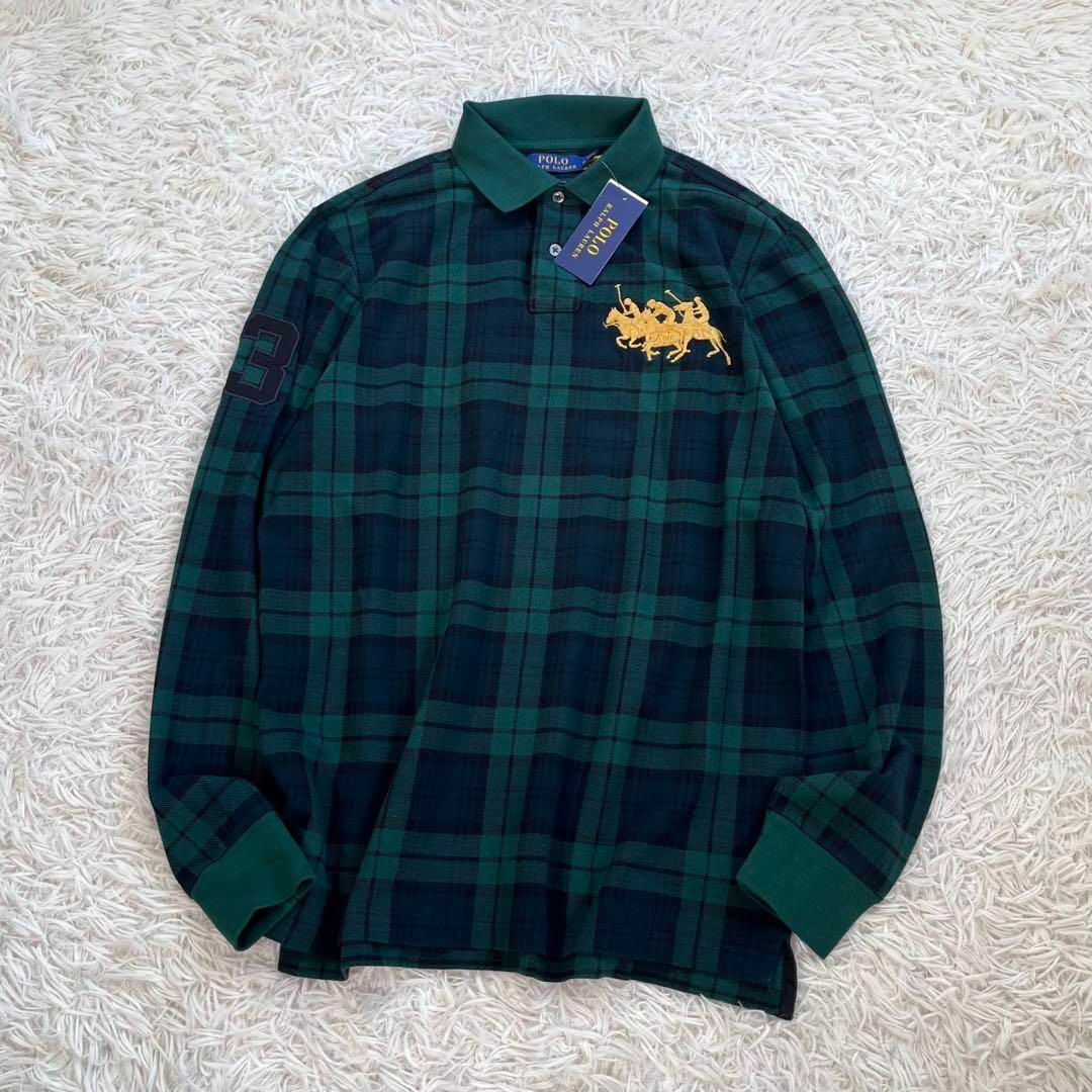 POLO RALPH LAUREN(ポロラルフローレン)の【新品未使用】ポロ ラルフローレン　長袖ポロシャツ　3 ビッグポニー　チェック柄 メンズのトップス(ポロシャツ)の商品写真