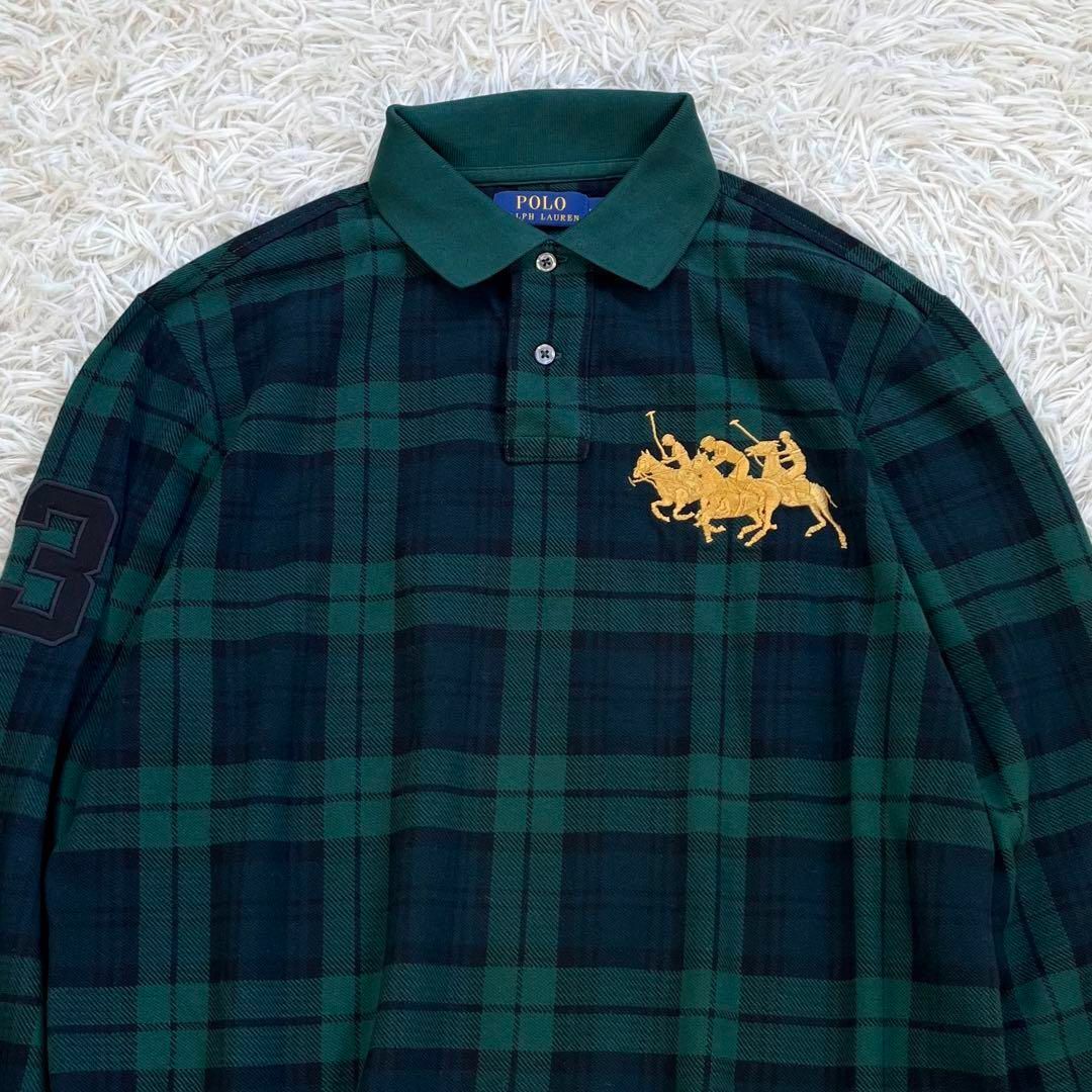 POLO RALPH LAUREN(ポロラルフローレン)の【新品未使用】ポロ ラルフローレン　長袖ポロシャツ　3 ビッグポニー　チェック柄 メンズのトップス(ポロシャツ)の商品写真