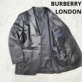 BURBERRY - 極上 バーバリーロンドン ラムレザージャケット L ロゴ刻印ボタン メンズ 黒