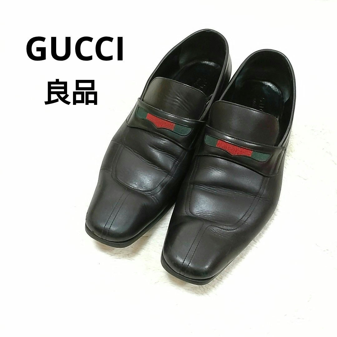 Gucci(グッチ)の【良品】GUCCI グッチ  ローファー  シェリーライン　ブラック メンズの靴/シューズ(ドレス/ビジネス)の商品写真