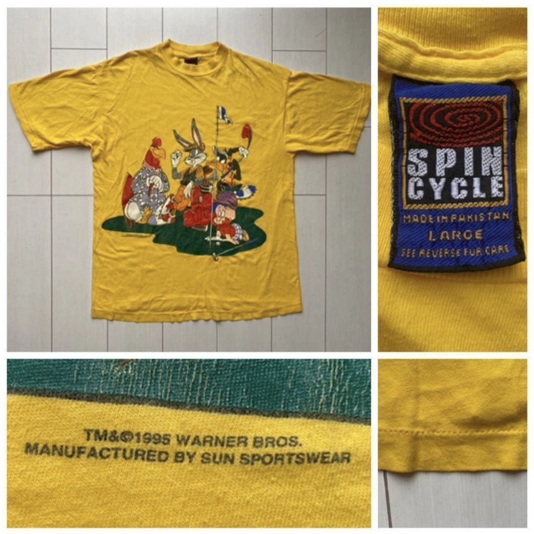 VINTAGE(ヴィンテージ)の90s looney tunes Warner movie 黄 Tシャツ XL メンズのトップス(Tシャツ/カットソー(半袖/袖なし))の商品写真