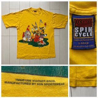 ヴィンテージ(VINTAGE)の90s looney tunes Warner movie 黄 Tシャツ XL(Tシャツ/カットソー(半袖/袖なし))